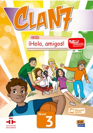 Clan 7 con Hola amigos 3 podręcznik + zawartość online - Do nauki hiszpańskiego dla dzieci.