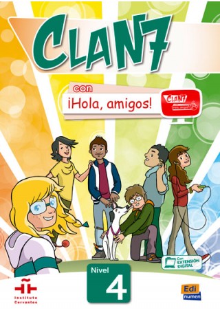 Clan 7 con Hola amigos 4 podręcznik + zawartość online - Do nauki hiszpańskiego dla dzieci.
